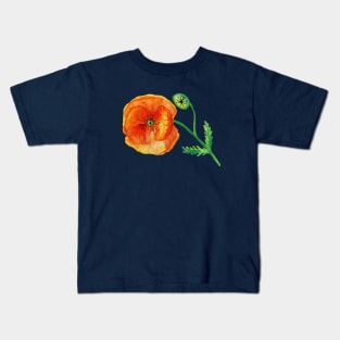 Poppy Flower in Red Kids T-Shirt